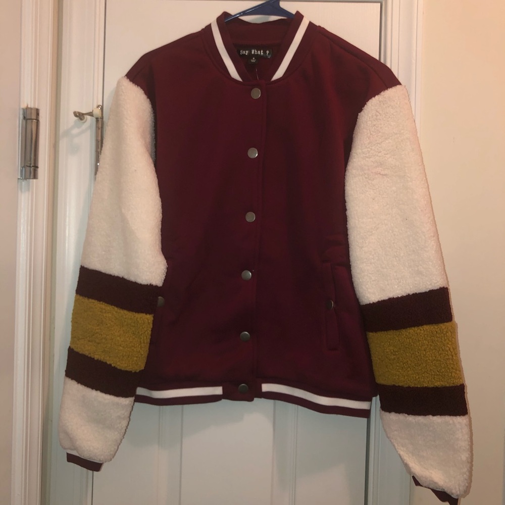 - Say What? Fuzzy Bomber Jacket